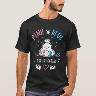 Camiseta Revelação de Gênero de Frango Gêmeos Rosa ou Azul