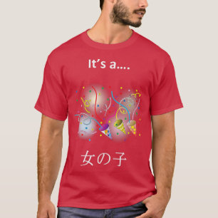 Camiseta Revelação de gênero É uma GAROTA em Kanji Charac J