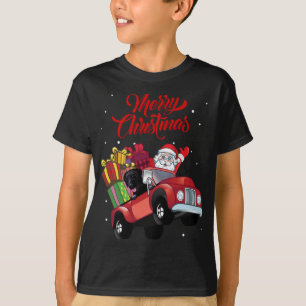 Camiseta Revestimento De Papai Noel Com Caminhão Vermelho
