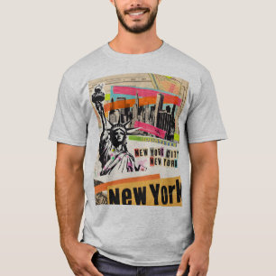Camiseta Revista de Viagens Colagem Pop Art da Paisagem Urb