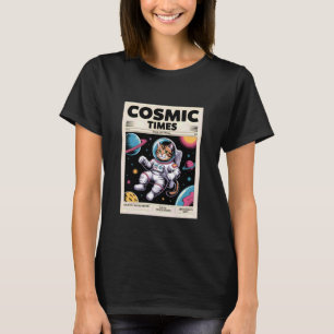 Camiseta Revista Retro Espacial Cosmic Times Especial Gato
