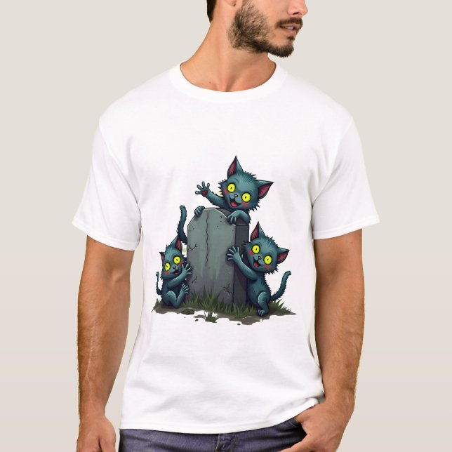 Camiseta Revolta de Gatinhos Zumbis (Frente)