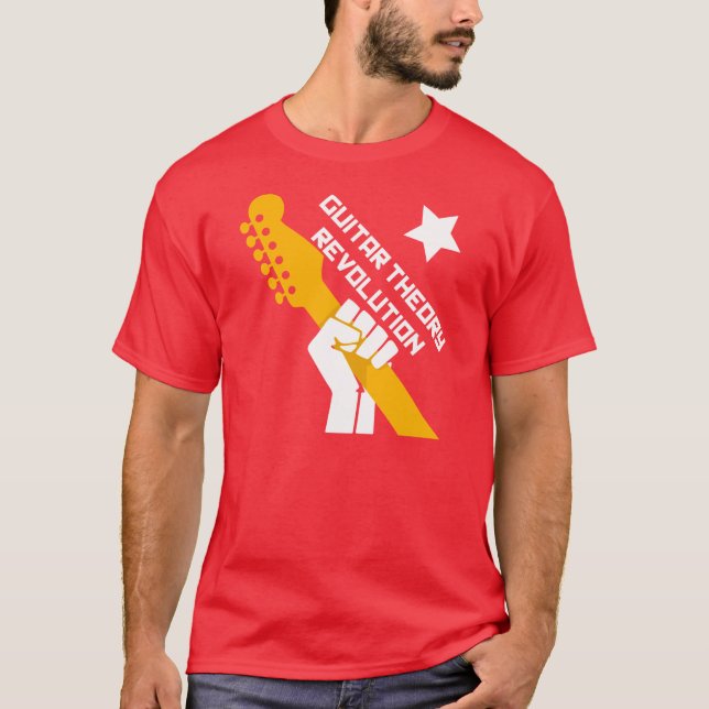 Camiseta Revolução da teoria da guitarra - vermelho (Frente)