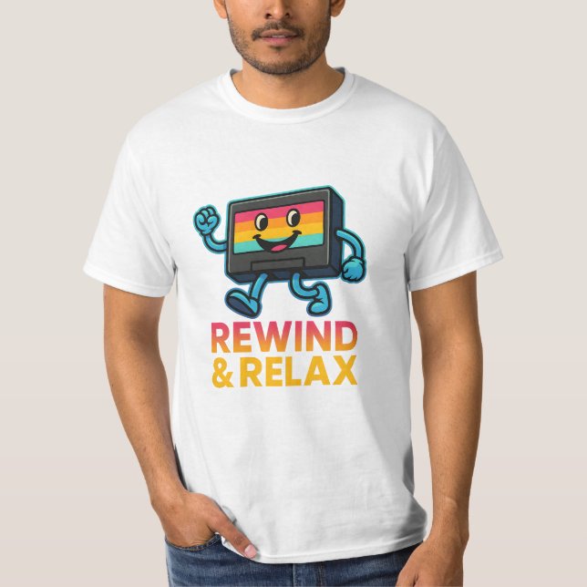 Camiseta Rewind & Relax – Retro VHS Vibes (Frente)