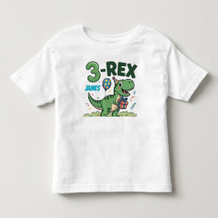Camiseta Rex Adorable Dinossaur aniversário de 3 anos Toddl