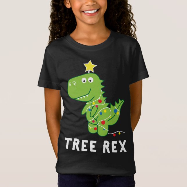 Camiseta Rex da árvore. Pun Funny Dinossaur Christmas Paja (Frente)