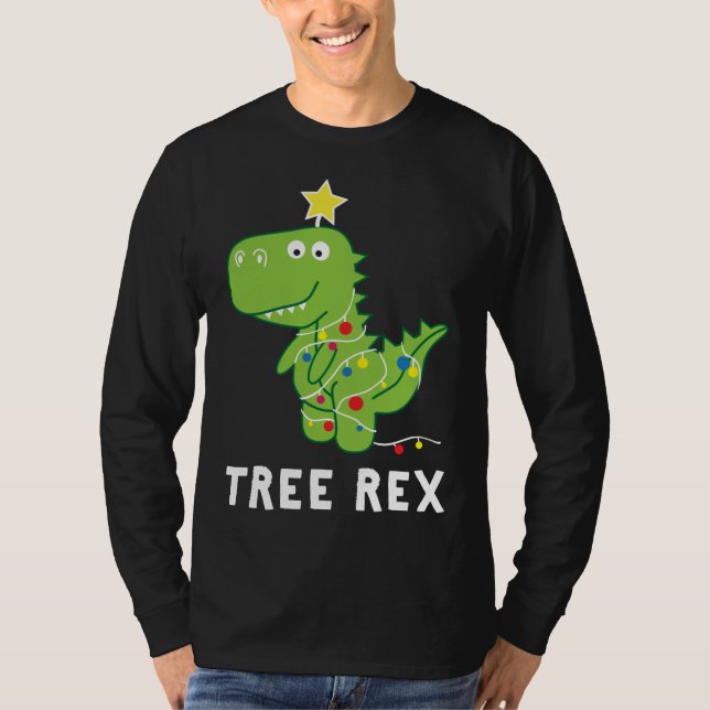 Camiseta Rex da árvore. Pun Funny Dinossaur Christmas Paja (Frente)