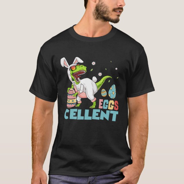 Camiseta Rex Dinossaur Easter Bunny Egg Boys (Frente)