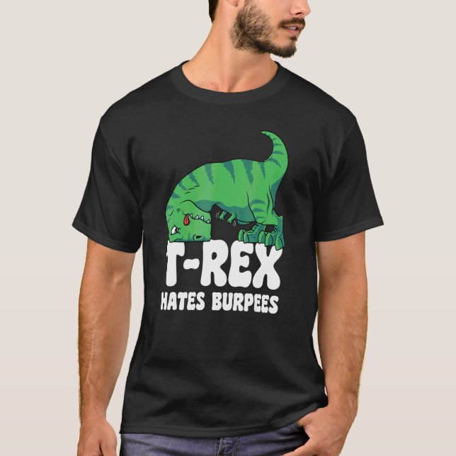 Camiseta Rex Odeia Burpees Calções de Academia Braços Curto (Frente)