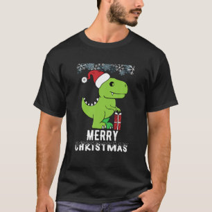 Camiseta Rex Santa Hat Natal Dinossaur X-Mas PJ Boys Gir