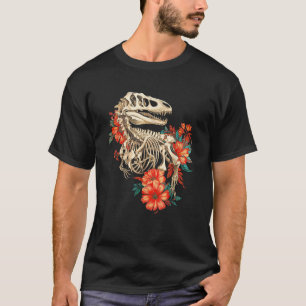 Camiseta Rex Skeleton Bones Flores Dino Paleontology Dinos