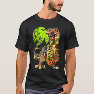 Camiseta Rex Zumbi Halloween Meninos Abóbora Dinossauro Re
