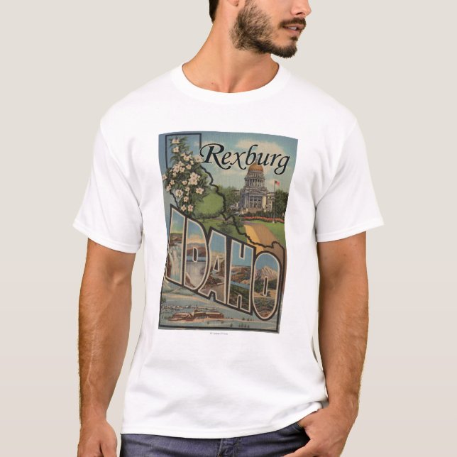 Camiseta Rexburg, Idaho - grandes cenas da letra (Frente)