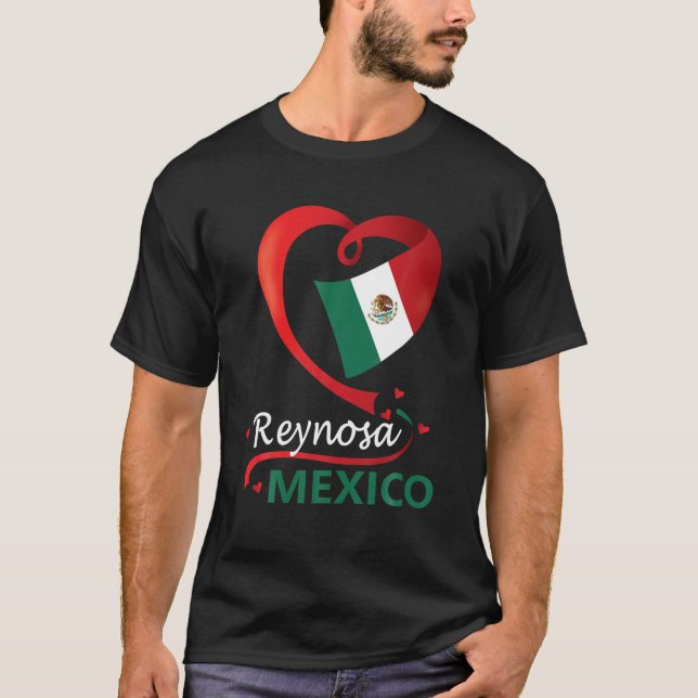 Camiseta Reynosa Tamaulipas México Sinalizador cardíaco Mex (Frente)