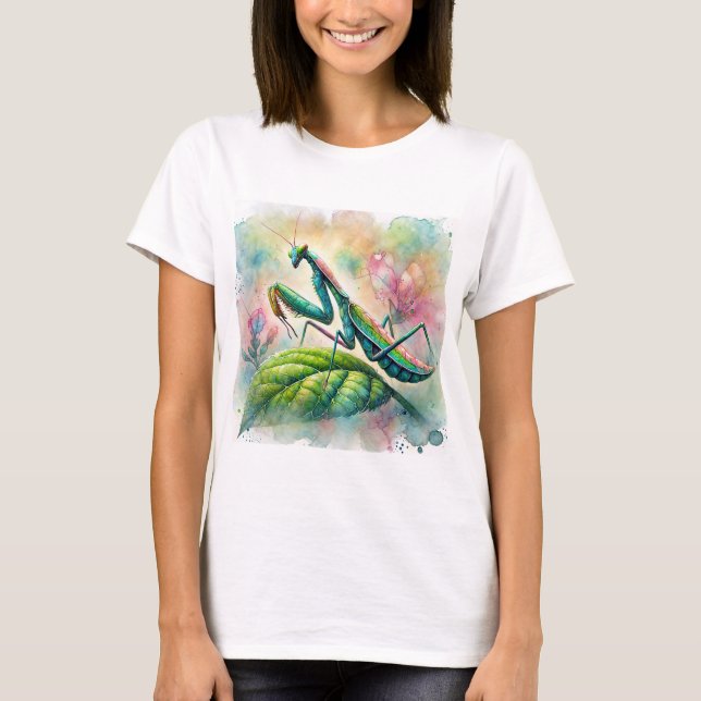 Camiseta Rezando Mantis Watercolor Art (Frente)