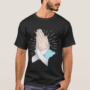 Camiseta Rezando Mãos Com Consciência Do Cancer Pulmonar De