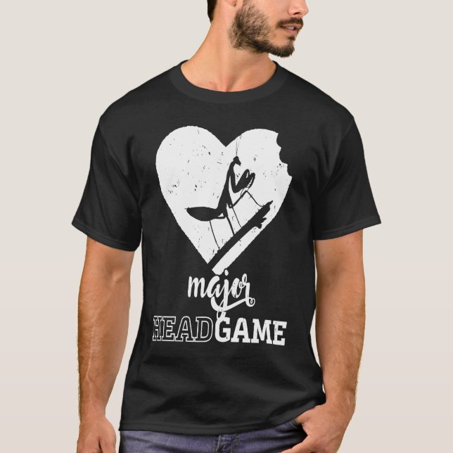 Camiseta Rezando Mordidas do Jogo da Cabeça Maior de Mantis (Frente)
