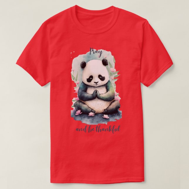 Camiseta Reze e seja grato ioga panda (Frente do Design)