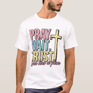 Camiseta Reze Espere Confie Cruz Cristão Vintage