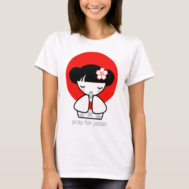 Camiseta Reze pela Doll Kokeshi do Japão (Frente)