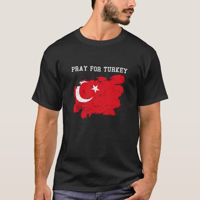 Camiseta Reze Pela Turquia Bandeira T Shirt Reze Pela Turqu (Frente)