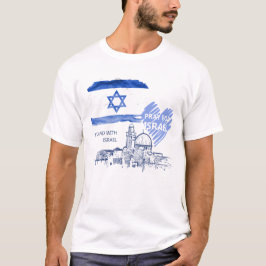 Camiseta Rezem por Israel. Eu estou com Israel. Judaico.