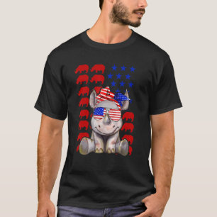Camiseta Rhino American Flag Rhino Patriótico 4 De Julho