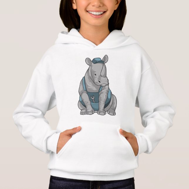 Camiseta Rhino como artesão com Wrench (Frente)