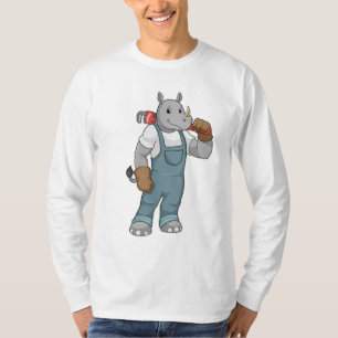Camiseta Rhino como Handyman com alicates de bomba de água