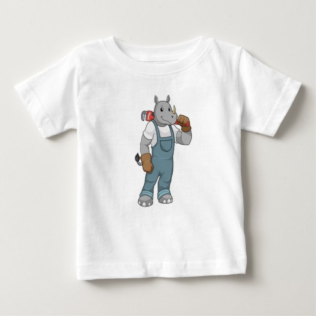 Camiseta Rhino como Handyman com alicates de bomba de água (Frente)