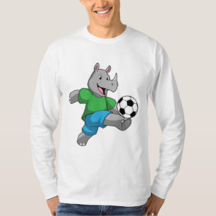 Camiseta Rhino como jogador de futebol com futebol