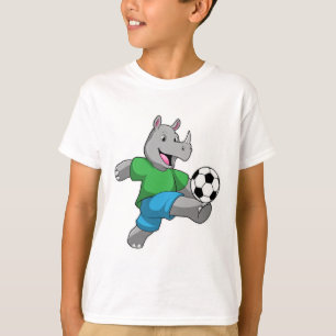 Camiseta Rhino como jogador de futebol com futebol
