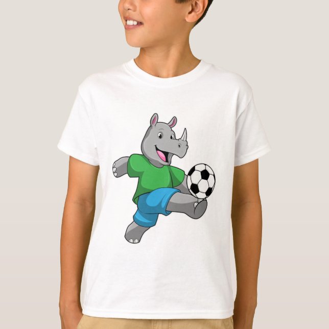 Camiseta Rhino como jogador de futebol com futebol (Frente)