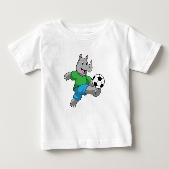 Camiseta Rhino como jogador de futebol com futebol (Frente)