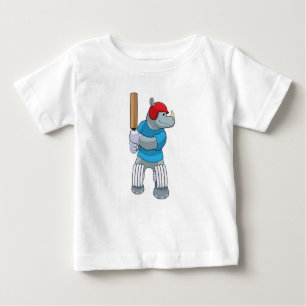 Camiseta Rhino no Cricket com morcego de Cricket