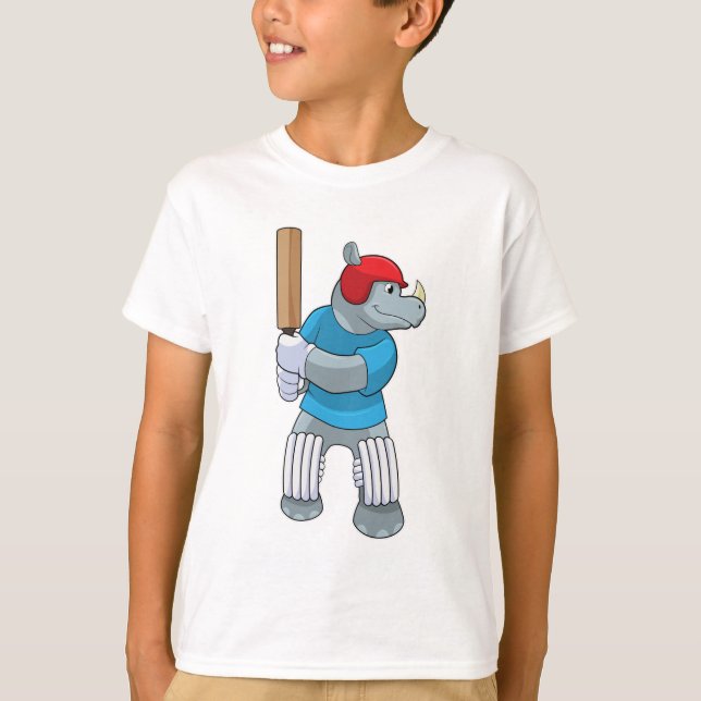 Camiseta Rhino no Cricket com morcego de Cricket (Frente)