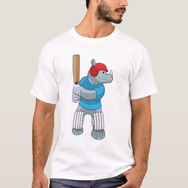Camiseta Rhino no Cricket com morcego de Cricket (Frente)