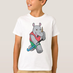 Camiseta Rhino no Hockey com Taco de Hóquei