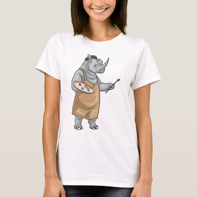 Camiseta Rhino Painter Paintbrush Painting (Frente)