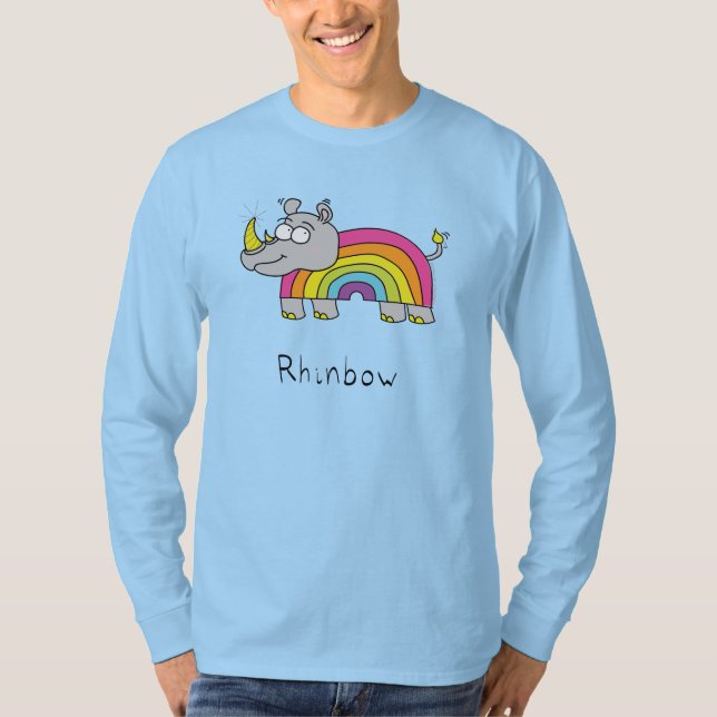 Camiseta Rhino Rainbow Funny Cute Kids Rhinoceronte (Frente)