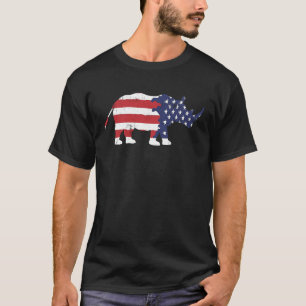 Camiseta Rhino Silhouette American Flag Stop Poaching