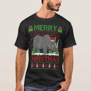 Camiseta Rhino Xmas Tree Lights Papais noeis Rino Christma