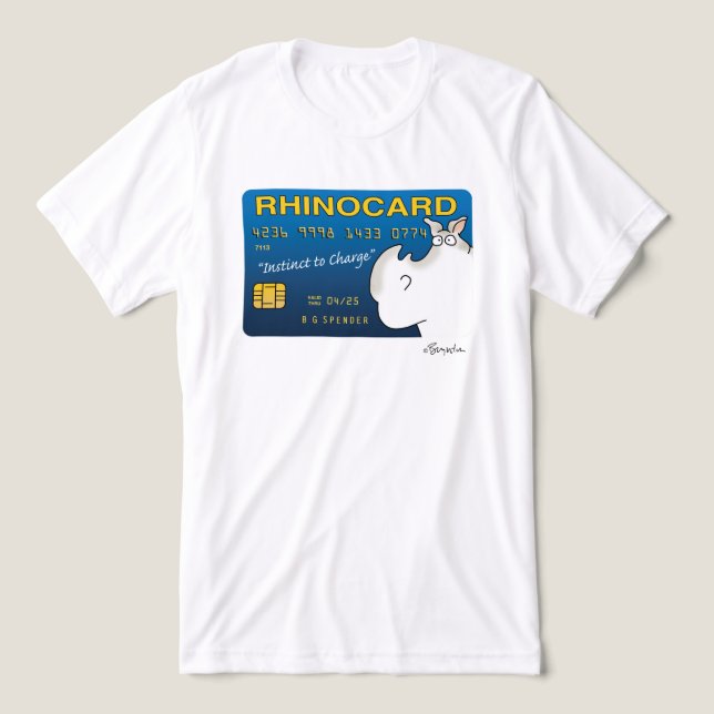 Camiseta RHINOCARD: INSTINTO A CARREGAR por Sandra Boynton (Design frontal)