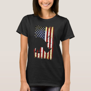 Camiseta Rhinoceros Silhouette American Flag 4 De Julho