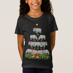 Camiseta Rhinoceros Xmas Tree Gift Santa Hat Rhino Christma