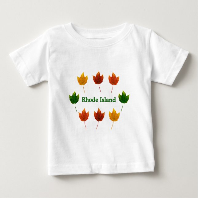 Camiseta Rhode - ilha (folhas de bordo vermelhas) (Frente)