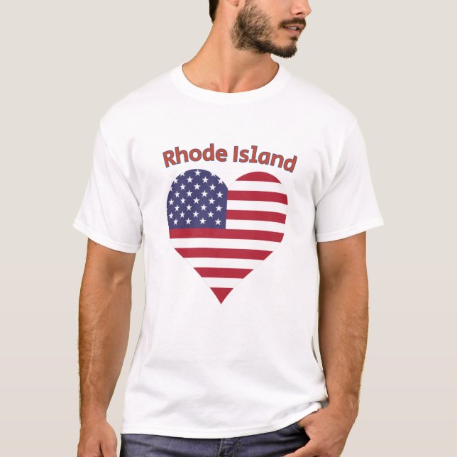 Camiseta Rhode Island American Flag Heart (Frente)
