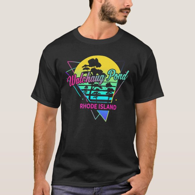 Camiseta Rhode Island EUA Lago Watchaug Nostálgico Retro (Frente)