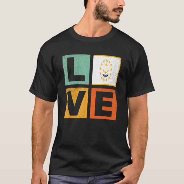 Camiseta Rhode Island Flag Love Rhode Island (Frente)