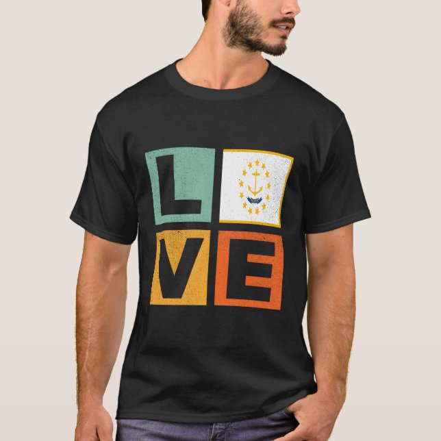 Camiseta Rhode Island Flag Love Rhode Island (Frente)